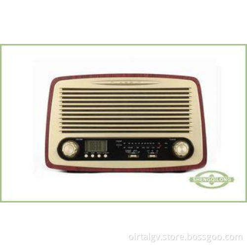 Multifunction Wooden Retro Radio Handmade Dual Alarm FM Clo